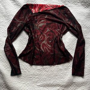 Mesh Floral Long Sleeve Top
